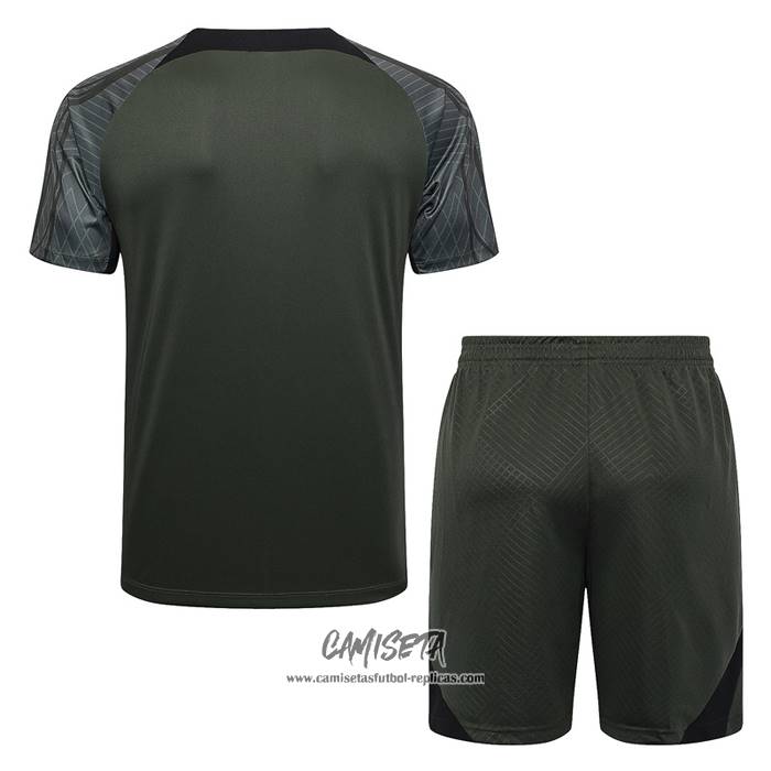 Chandal del Barcelona 2023-2024 Manga Corta Verde Oscuro - Pantalon Corto